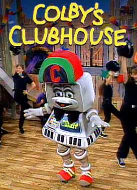 A cartoon character is dancing in front of the audience.